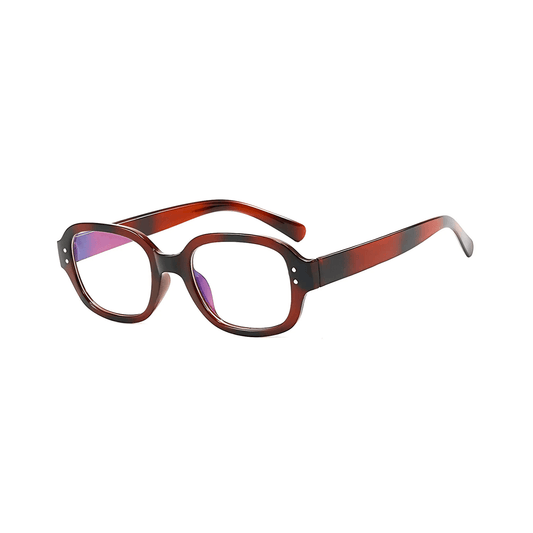 Dotted Series Retro Y2K Rectangle Blue Light Blocking Eyeglasses - Redwood