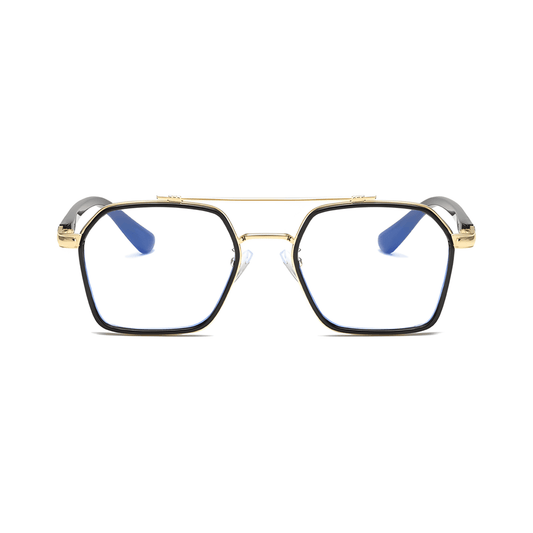 Etched Square Eyeglasses for Men & Women - Gold Black