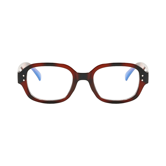 Dotted Series Retro Y2K Rectangle Blue Light Blocking Eyeglasses - Redwood