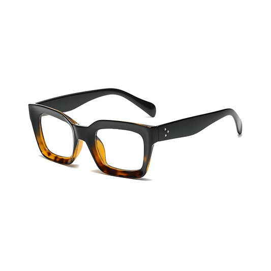 Dotted Series 3 Dots Square Blue Light Blocking Eyeglasses - Black Demi