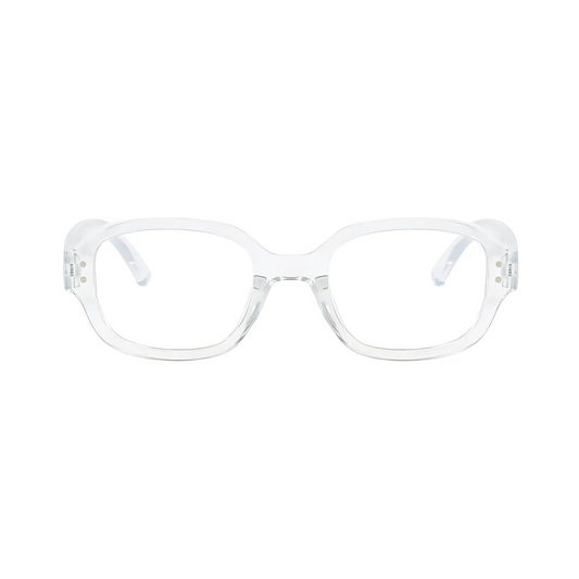 Dotted Series Retro Y2K Rectangle Blue Light Blocking Eyeglasses - Transparent