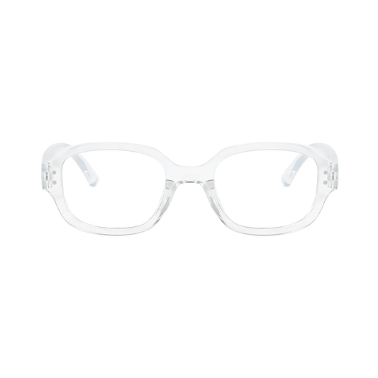 Dotted Series Retro Y2K Rectangle Blue Light Blocking Eyeglasses - Transparent