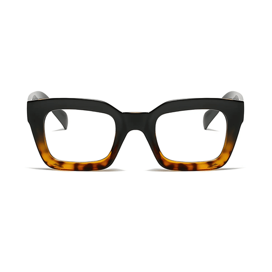 Dotted Series 3 Dots Square Blue Light Blocking Eyeglasses - Black Demi