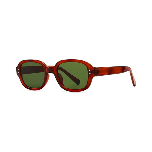 DOTTED Series Retro Y2K Rectangle Polarized Sunglasses - Redwood Green Lenses
