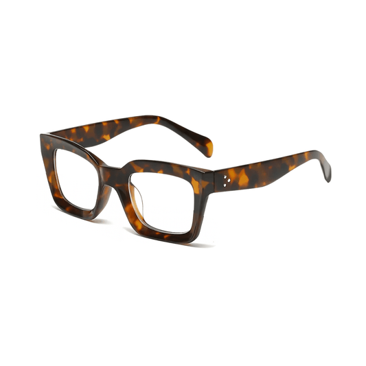 Dotted Series 3 Dots Square Blue Light Blocking Eyeglasses - Demi