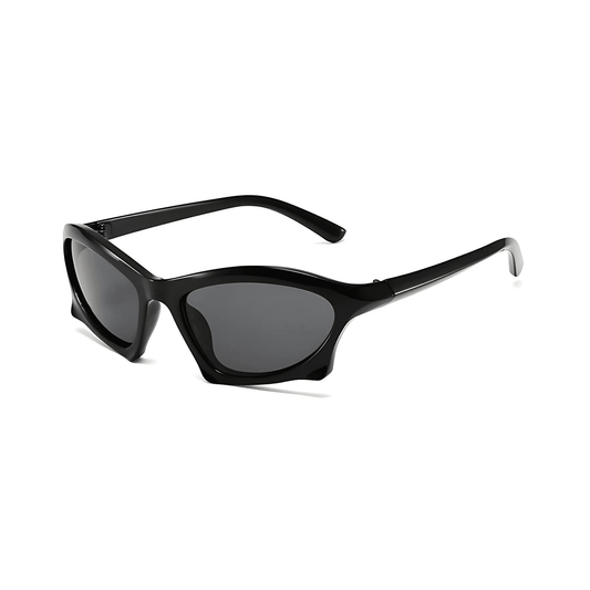 Futuristic Series Bat Y2K Sunglasses - Black Frame & Grey Lenses