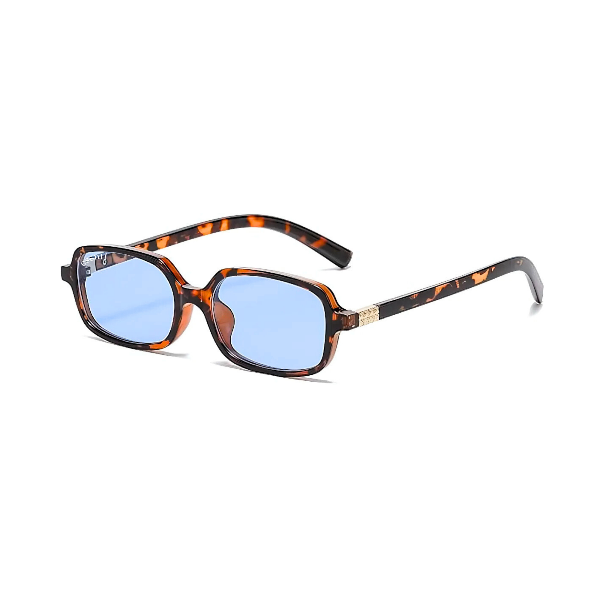 essntl series Retro Vintage Narrow 90s Rectangle Sunglasses For Men & Women - Leopard Blue essntl series Retro Vintage Narrow 90s Rectangle Sunglasses For Men & Women - Leopard Blue