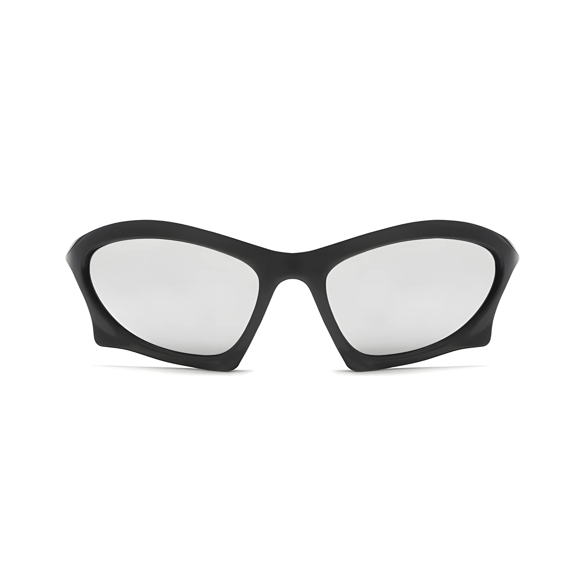 Futuristic Series Bat Y2K Sunglasses - Black Frame & Silver Mirrored Lenses Futuristic Series Bat Y2K Sunglasses - Black Frame & Silver Mirrored Lenses