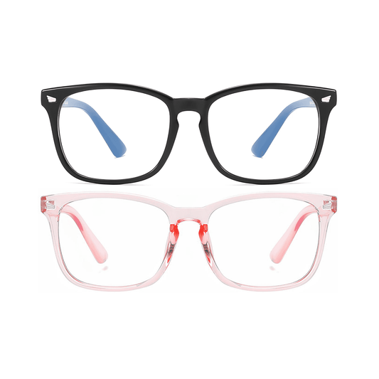 WINGZ Series Pack Of 2 Blue Light Blocking Computer Glasses - Glossy Black & Pink