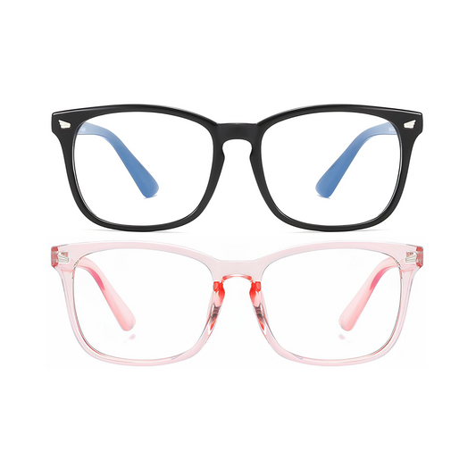 WINGZ Series Pack Of 2 Blue Light Blocking Computer Glasses - Glossy Black & Pink