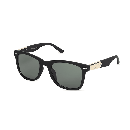 Klassic Series UV Protected Wayfarer Sunglasses - Matte Black Frame Green Lenses