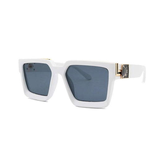 Monster Series UV Protected Square Sunglasses - White Frame Grey Lens