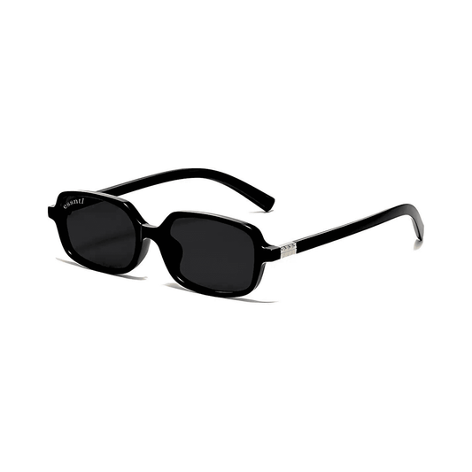 essntl series Retro Vintage Narrow 90s Rectangle Sunglasses For Men & Women - Black Grey
