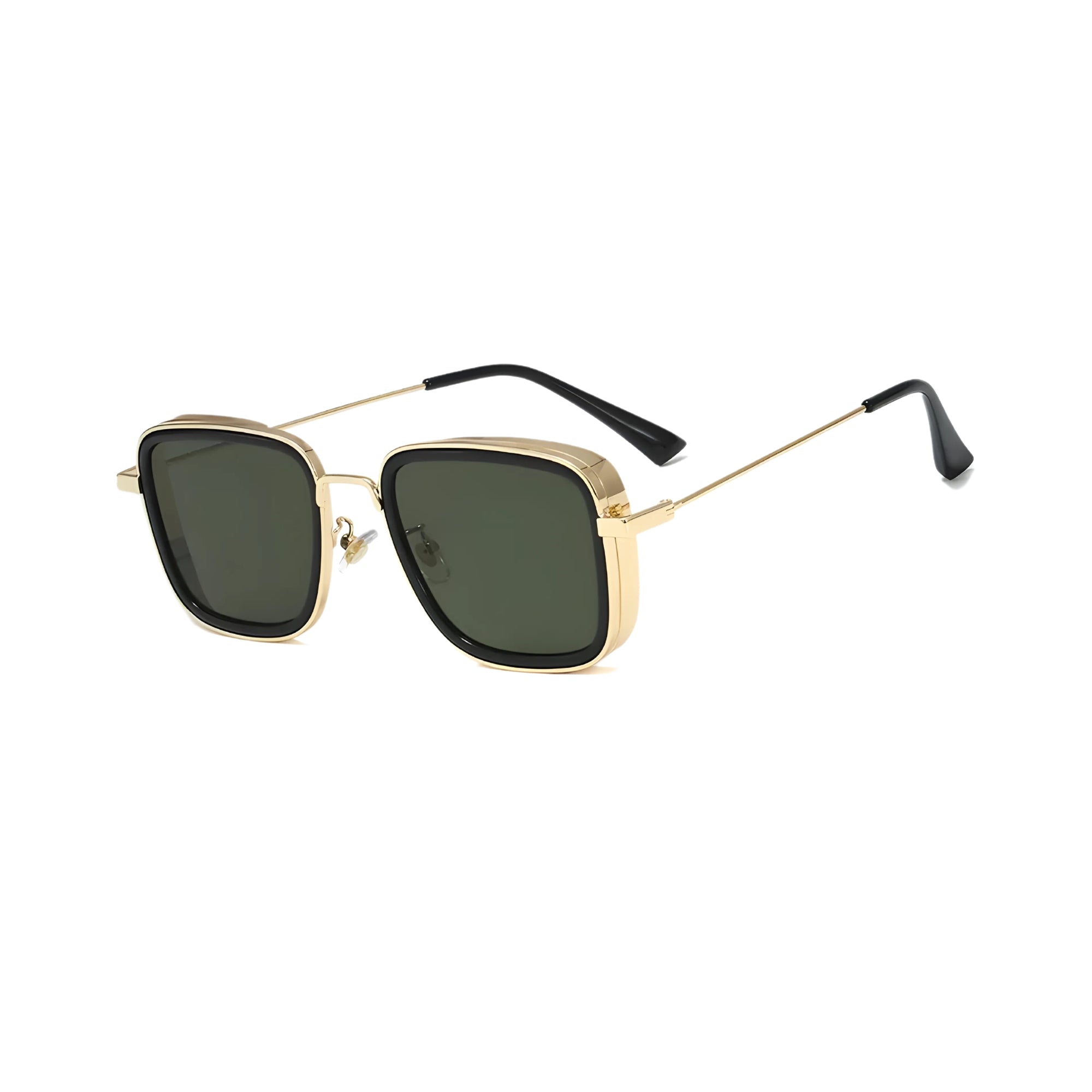 Fame Series Retro Square Sunglasses - Gold Frame Green Lens Fame Series Retro Square Sunglasses - Gold Frame Green Lens