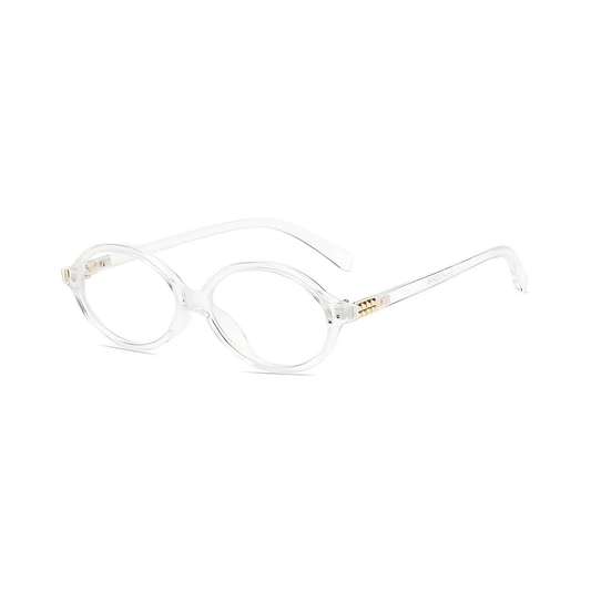 essntl series Retro Vintage 90s Oval Computer Glasses For Men & Women - Transparent