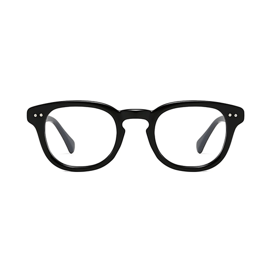 Dotted Series Panto Blue Light Blocking Glasses for Men & Women - Black