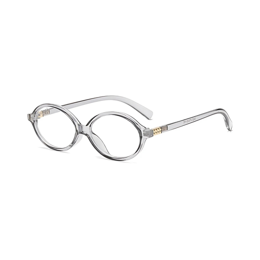essntl series Retro Vintage 90s Oval Computer Glasses For Men & Women - Transparent Grey