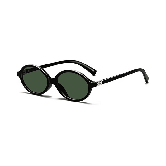 essntl series Retro Vintage 90s Oval Sunglasses For Men & Women - Back Green