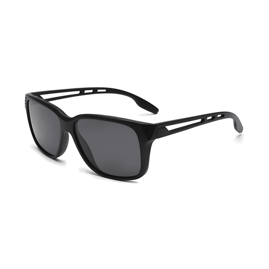 Klassic Series Square Polarized & UV Protected Sunglasses Matte Black Frame Grey Lenses