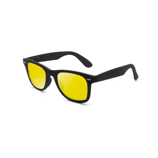 Klassic Series Polarized Wayfarer Night Driving Glasses For Men & Women - (Matte Black Frame Yellow Lenses)