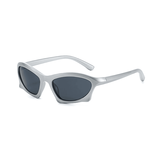 Futuristic Series Bat Y2K Sunglasses - Silver Frame & Grey Lenses