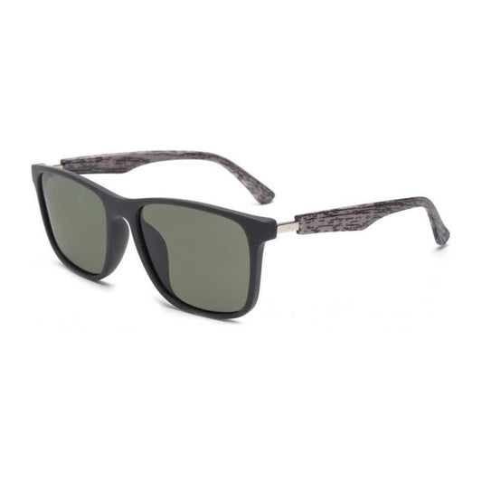Klassic Series Rectangle Polarized & UV Protected Sunglasses Grey Frame & Green Lenses
