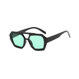 Rebel Retro Vintage 70s Hexagonal Aviator Double Bridge Sunglasses - Black Frame Green Lenses Rebel Retro Vintage 70s Hexagonal Aviator Double Bridge Sunglasses - Black Frame Green Lenses