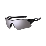 Futuristic Series Half Rim Sports Sunglasses - Black Frame Silver Mirrored Lenses Futuristic Series Half Rim Sports Sunglasses - Black Frame Silver Mirrored Lenses