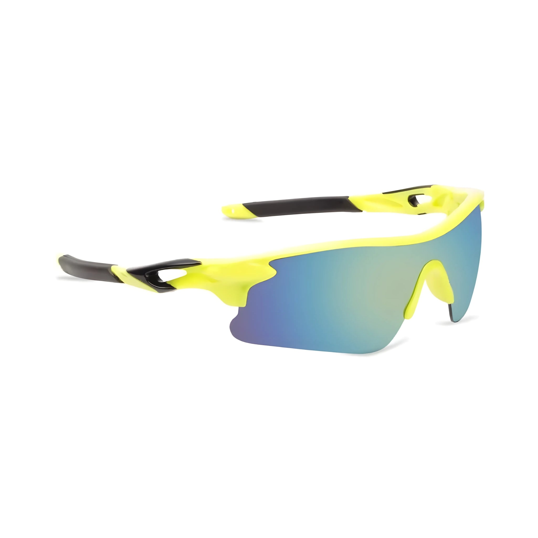 Futuristic Series Half Rim Sports Sunglasses - Yellow Frame Blue Yellow Gradient Lenses Futuristic Series Half Rim Sports Sunglasses - Yellow Frame Blue Yellow Gradient Lenses