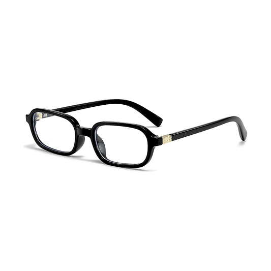 essntl series Retro Vintage Narrow 90s Rectangle Computer Glasses For Men & Women - Black Clear