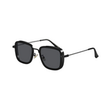 Fame Series Retro Square Sunglasses - Black Frame Grey Lens Fame Series Retro Square Sunglasses - Black Frame Grey Lens