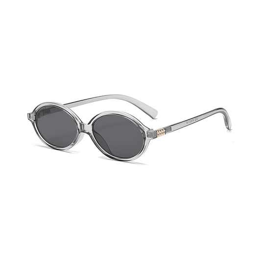 essntl series Retro Vintage 90s Oval Sunglasses For Men & Women - Transparent Grey Frame Grey Lenses