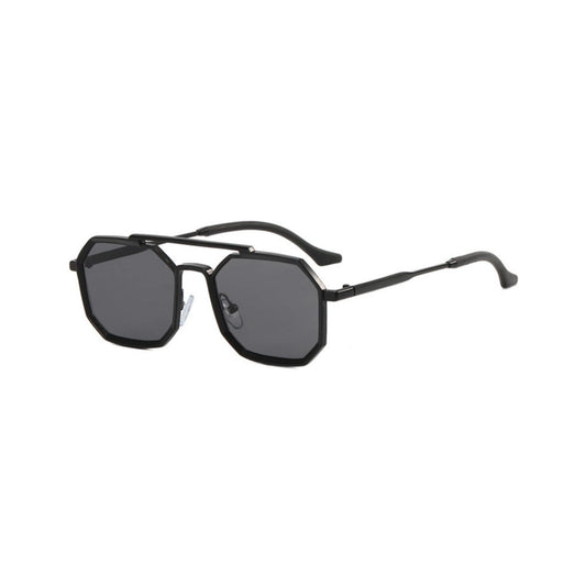 OCTO Series Metal Frame Octagon Sunglasses - Black
