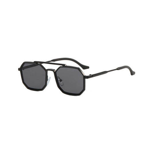 OCTO Series Metal Frame Octagon Sunglasses - Black