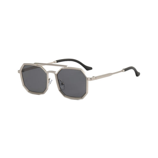 OCTO Series Metal Frame Octagon Sunglasses - Silver