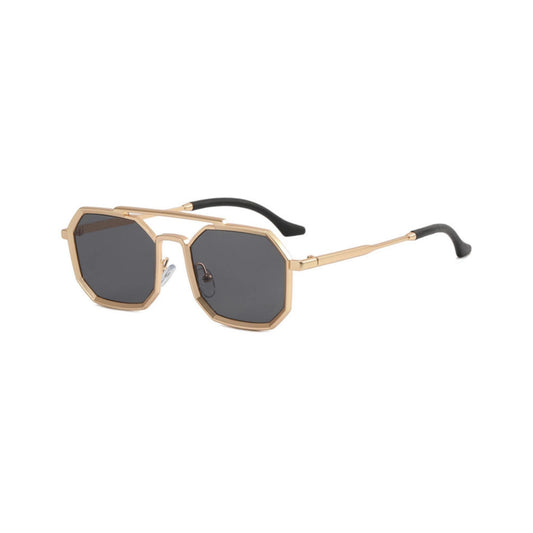 OCTO Series Metal Frame Octagon Sunglasses - Gold