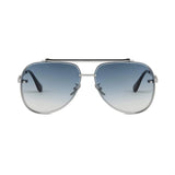 Bold Series Metal Frame Pilot Aviator Sunglasses - Silver Frame Gradient Blue Lens Bold Series Metal Frame Pilot Aviator Sunglasses - Silver Frame Gradient Blue Lens