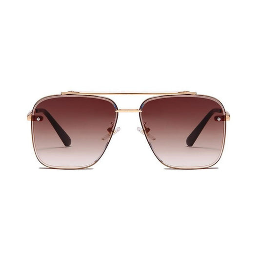 Bold Series Metal Frame Square Sunglasses - Gold Frame Brown Lens