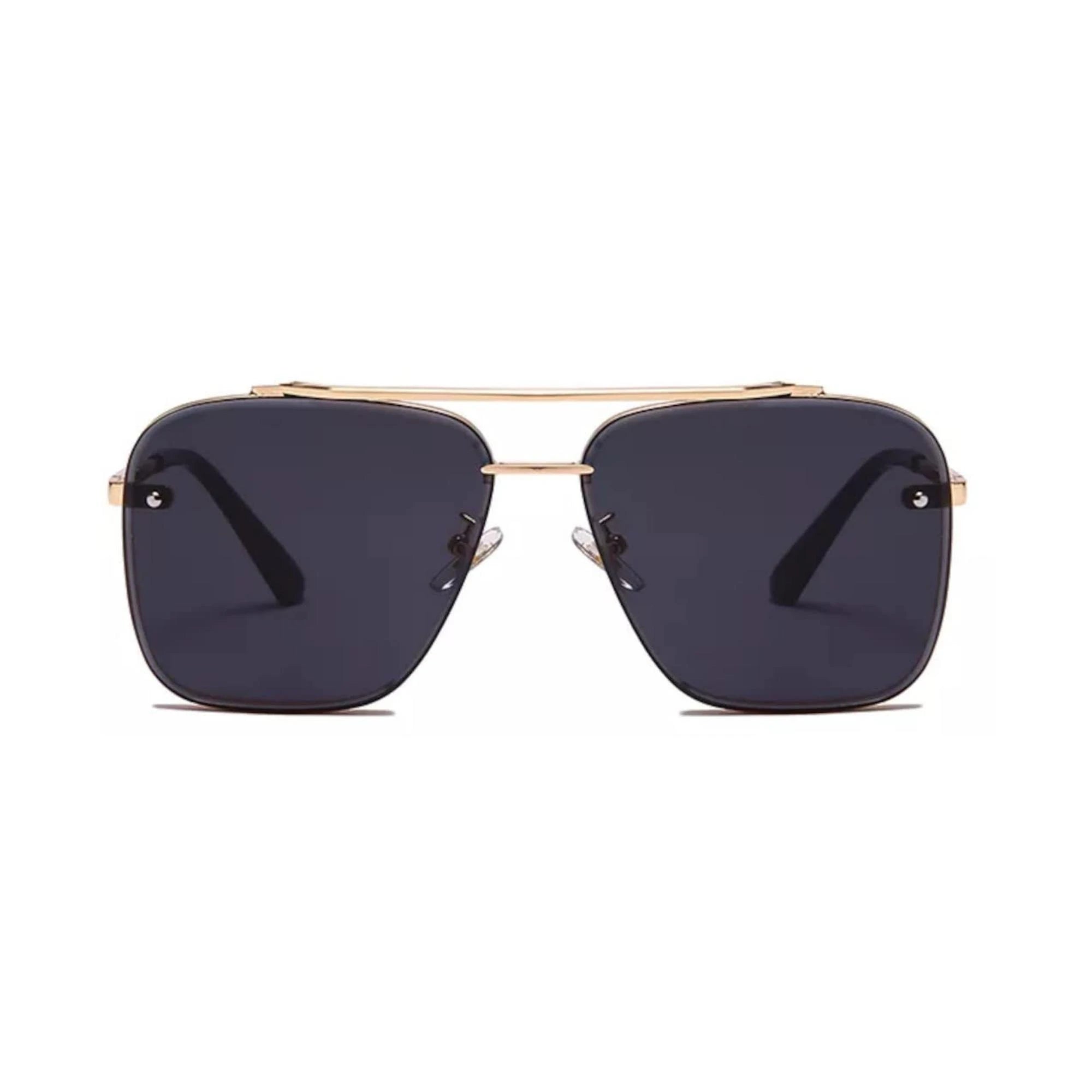 Bold Series Metal Frame Square Sunglasses - Gold Frame Black Lens Bold Series Metal Frame Square Sunglasses - Gold Frame Black Lens
