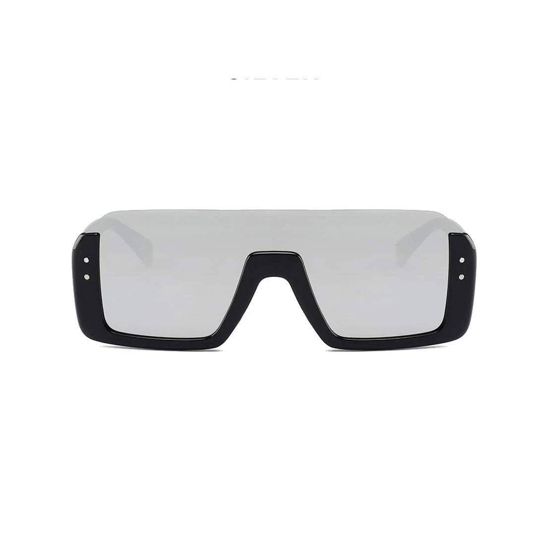 HautRim Series Half Rim Rectangular Sunglasses - Black Frame Silver Mirrored Lens HautRim Series Half Rim Rectangular Sunglasses - Black Frame Silver Mirrored Lens