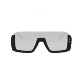 HautRim Series Half Rim Rectangular Sunglasses - Black Frame Silver Mirrored Lens HautRim Series Half Rim Rectangular Sunglasses - Black Frame Silver Mirrored Lens