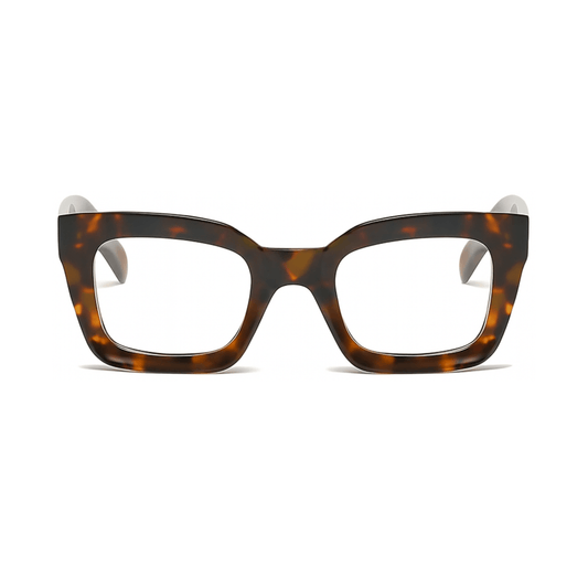 Dotted Series 3 Dots Square Blue Light Blocking Eyeglasses - Demi