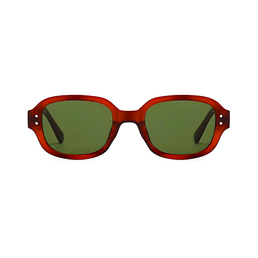 DOTTED Series Retro Y2K Rectangle Polarized Sunglasses - Redwood Green Lenses