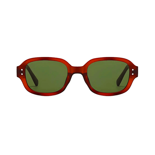 DOTTED Series Retro Y2K Rectangle Polarized Sunglasses - Redwood Green Lenses