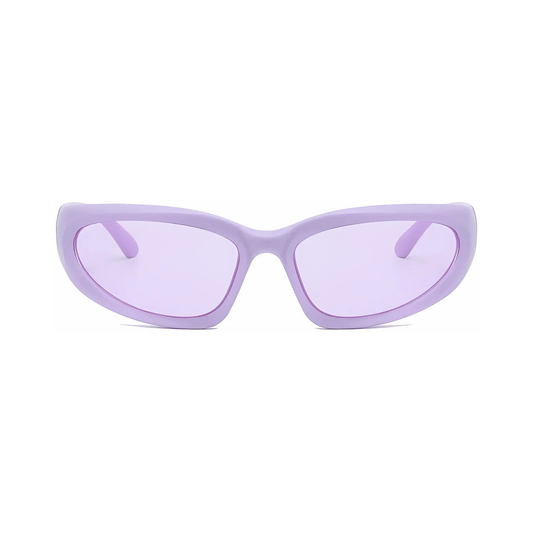 Futuristic Series Y2K Wraparound Sunglasses - Matte Purple Frame Purple Lenses