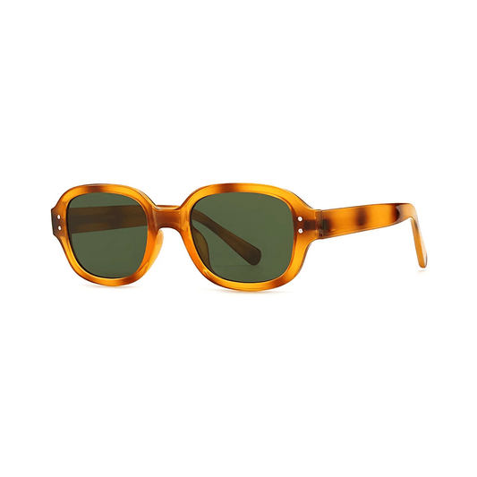 Dotted Series Retro Y2K Rectangle Polarized Sunglasses - Caramel Glaze Green Lenses