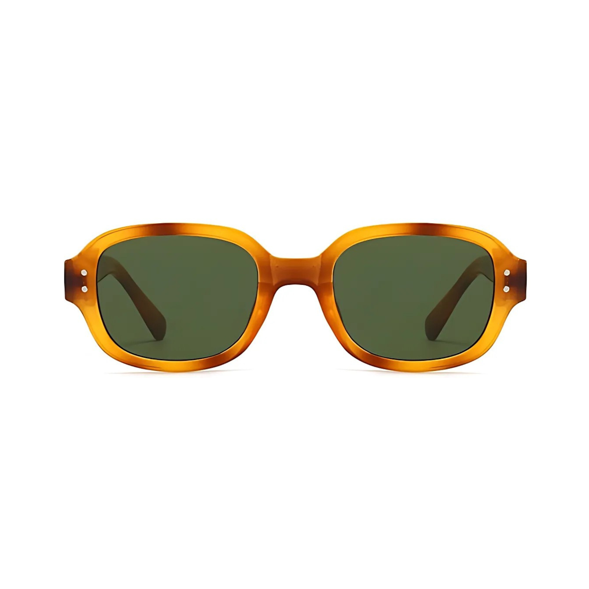 Dotted Series Retro Y2K Rectangle Polarized Sunglasses - Caramel Glaze Green Lenses Dotted Series Retro Y2K Rectangle Polarized Sunglasses - Caramel Glaze Green Lenses