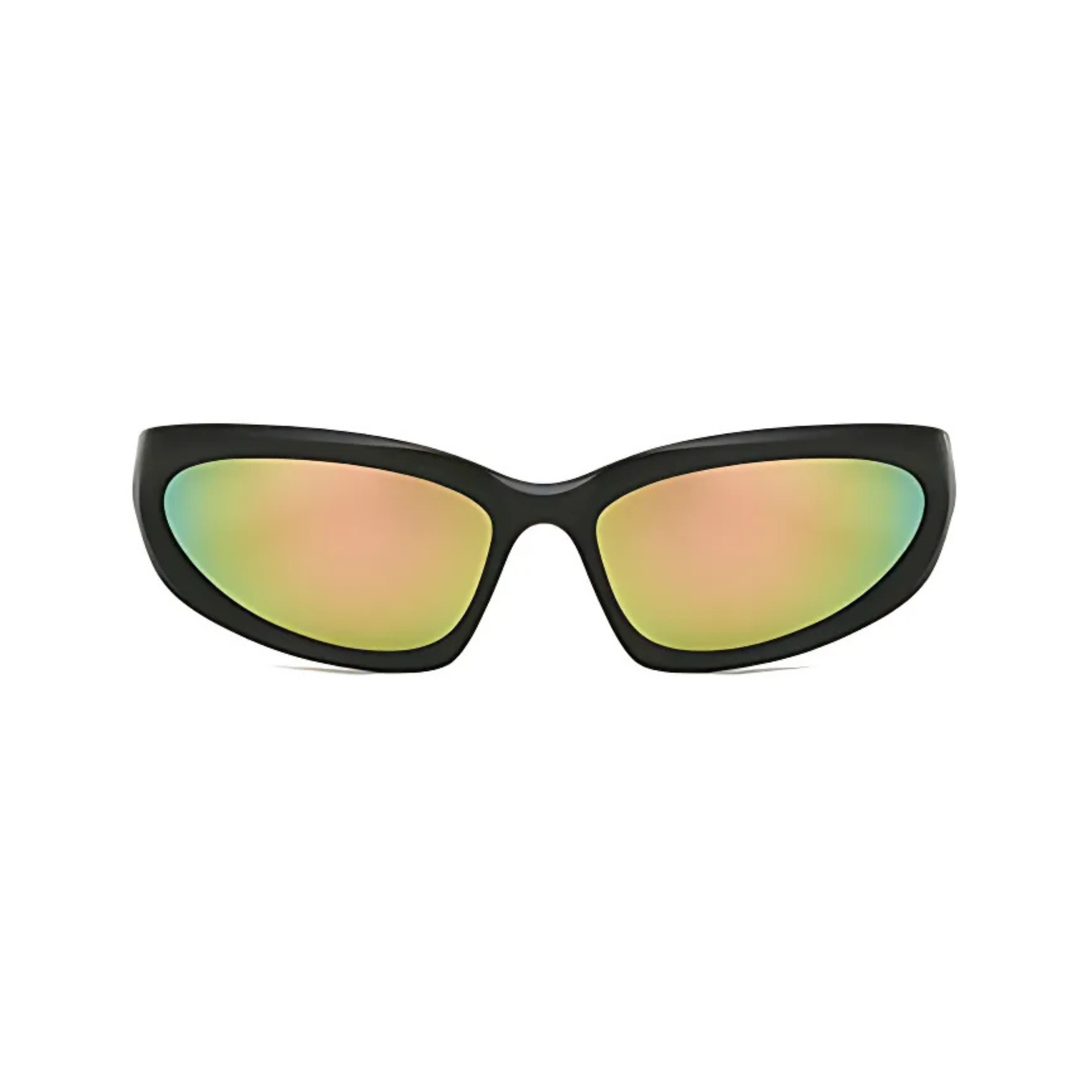 Futuristic Series Y2K Wraparound Sunglasses - Black Frame Pink Mirrored Futuristic Series Y2K Wraparound Sunglasses - Black Frame Pink Mirrored