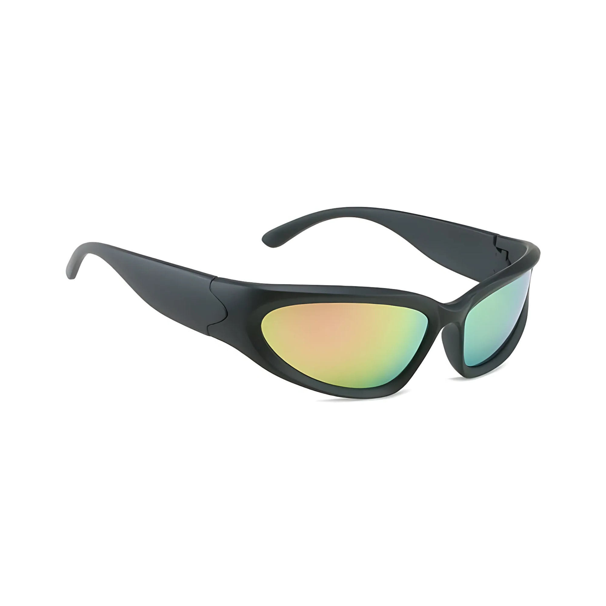 Futuristic Series Y2K Wraparound Sunglasses - Black Frame Pink Mirrored Futuristic Series Y2K Wraparound Sunglasses - Black Frame Pink Mirrored