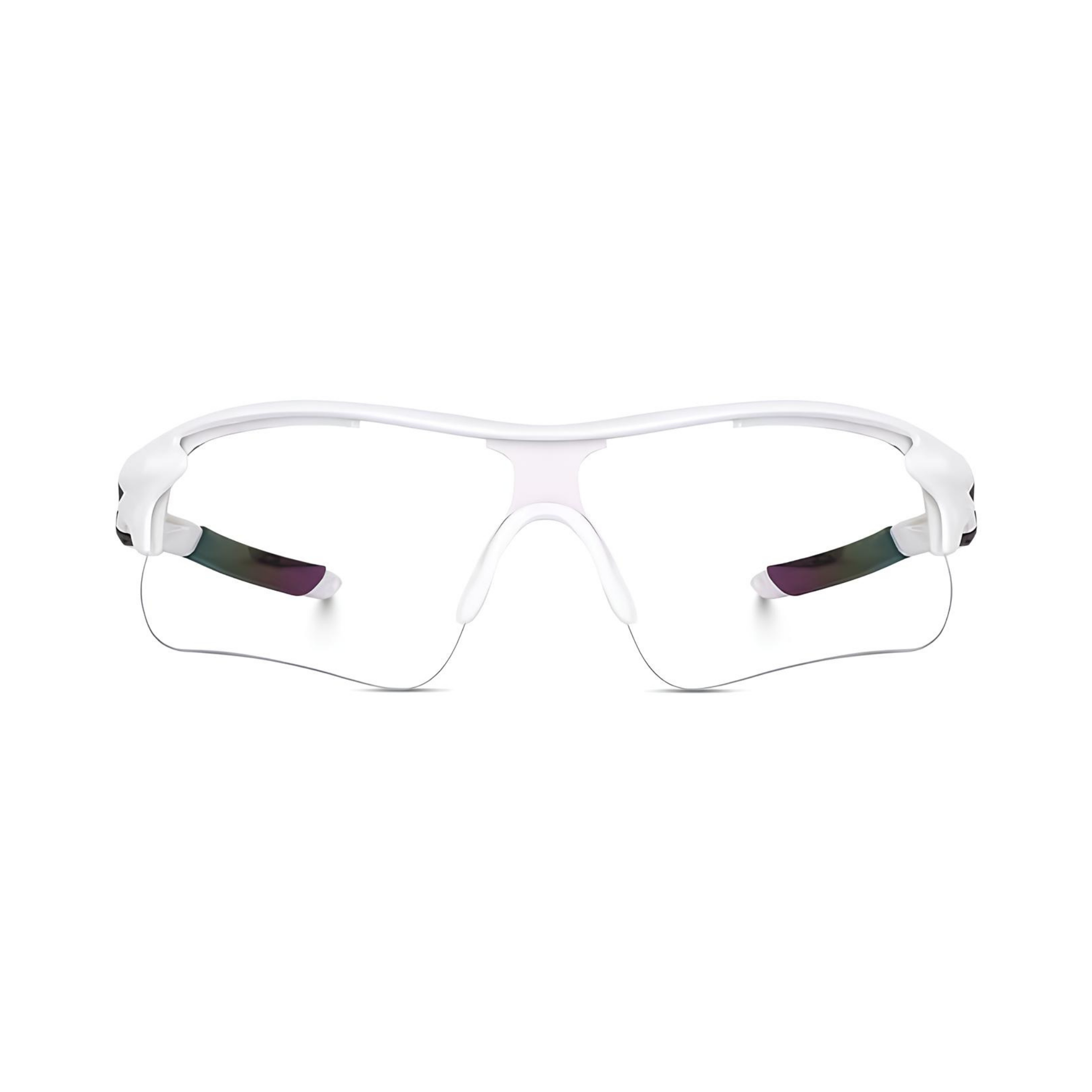 Futuristic Series Half Rim Sports Sunglasses - White Frame Clear Lenses Futuristic Series Half Rim Sports Sunglasses - White Frame Clear Lenses